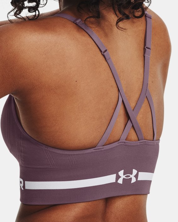 Women's UA Seamless Low Long Sports Bra, Purple, pdpMainDesktop image number 8